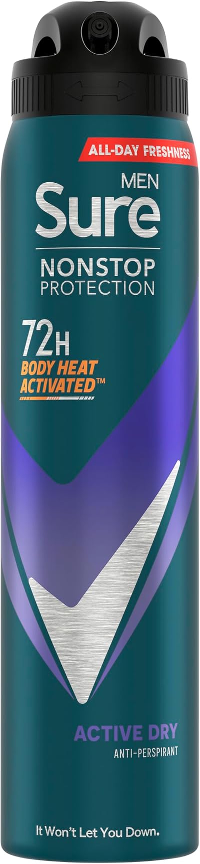 Sure Men Nonstop Protection Active Dry Antiperspirant Deodorant Spray 250 ml
