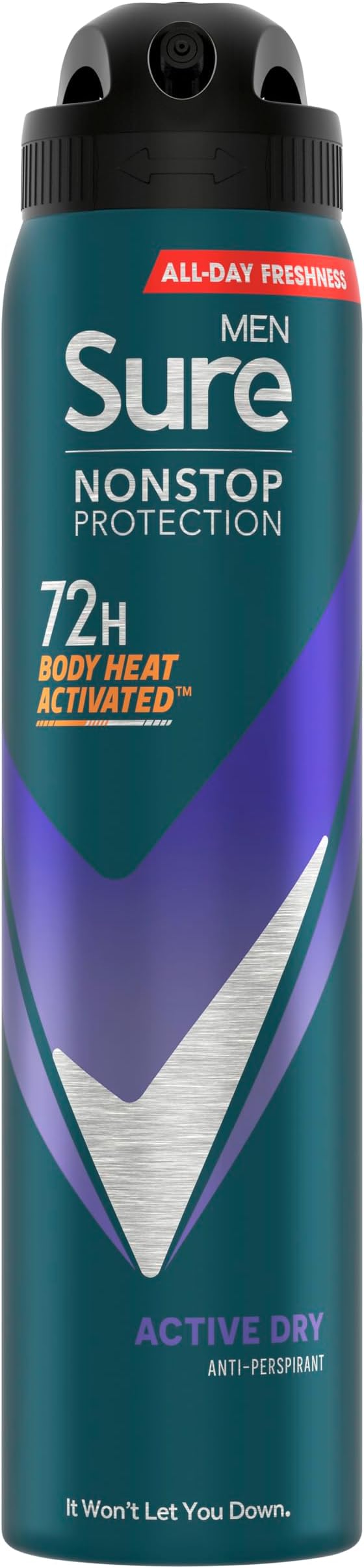 Sure Men Nonstop Protection Active Dry Antiperspirant Deodorant Spray 250 ml