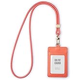 SENLLY ID Badge Holder with Lanyard, Nylon ID Lanyard and Cute Card Holder, 1 Clear ID Window and 2 Card Slots, for Women (Peach Mirage)
