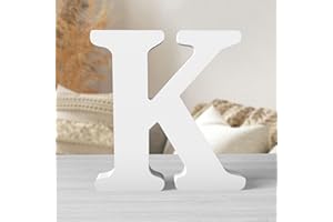 Zaruatu 8 Inch White Wood Letters Unfinished Wood Letters for Wall Decor Decorative Standing Letters White Block Letters for Wall Decoration for Craft Home Party Projects (K)