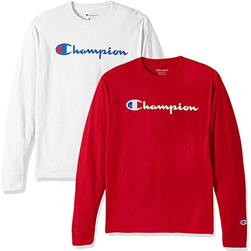Champion Men's Classic Jersey Script T Shirt -3 Piece Bundle Includes 2 Shirts Free BE Bold Gym Tote Bag Genie Outlet