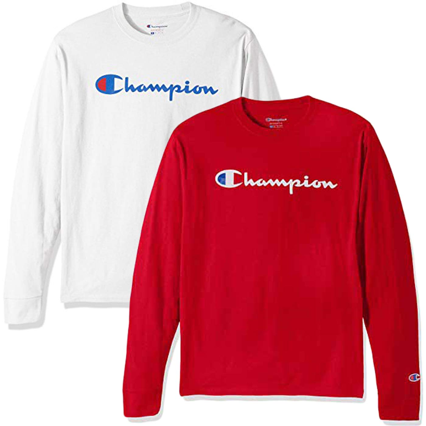 Champion Men's Classic Jersey Script T Shirt -3 Piece Bundle Includes 2 Shirts Free BE Bold Gym Tote Bag Genie Outlet