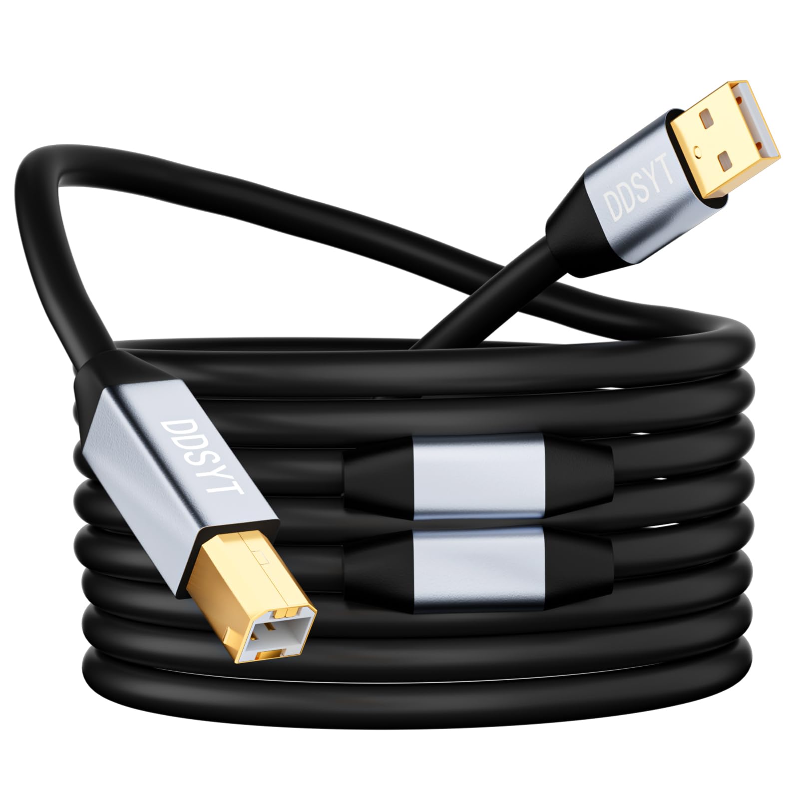 Photo 1 of DDSYT Active USB 2.0 Printer Cable with Dual Signal Boosters for Office Scanners Digital Pianos Audio DAC Gold Plated A to B Cord 75 ft
