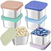 HTEVW 6Pack 6oz Stainless Steel Snack Containers for Kids, Easy Open Leak Proof Metal Toddler Snack Containers with Silicone Lids, Stackable Metal Toddler Lunch Box for School-U.S.Design Patent