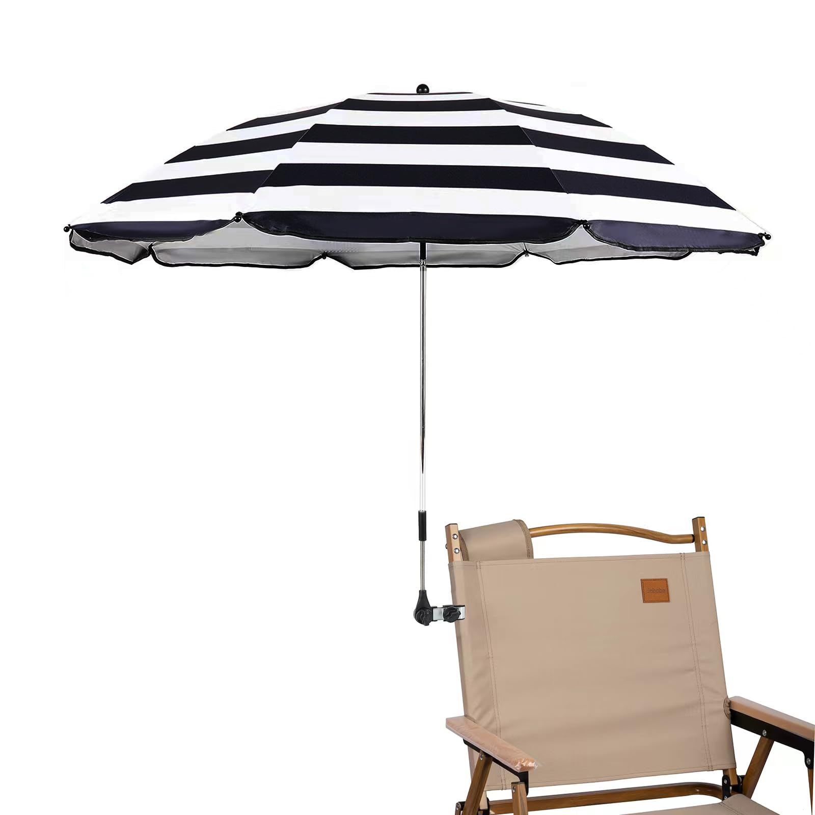 STARRY CITY Chair Umbrellas with Universal Adjustable Clamp,Clip on Parasol Sun Shade for Patio Beach Wheelchairs Golf Carts (B-Stripe)