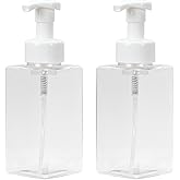 Ginger Lily Farms Foaming Soap Dispenser, Refillable Plastic Pump Bottles for Liquid Hand Soap, 15 oz. Clear Bottle with White Pump, 2-Pack