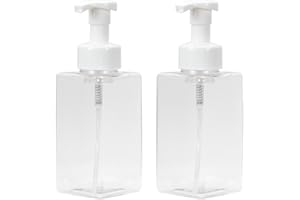 Ginger Lily Farms Foaming Soap Dispenser, Refillable Plastic Pump Bottles for Liquid Hand Soap, 15 oz. Clear Bottle with White Pump, 2-Pack