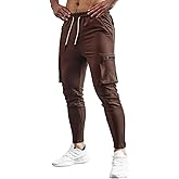 AHA SELECTED Mens Workout Sweatpants Cargo Jogger Pants Athletic Track Pants with Zipper Pockets