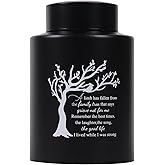 Medium Urns for Human Ashes Up to 60 Cubic Inches Medium Sized Urns for Ashes Adult Male Female Keepsake Cremation Urns for Ashes Stainless Steel (Tree of Life, Black)