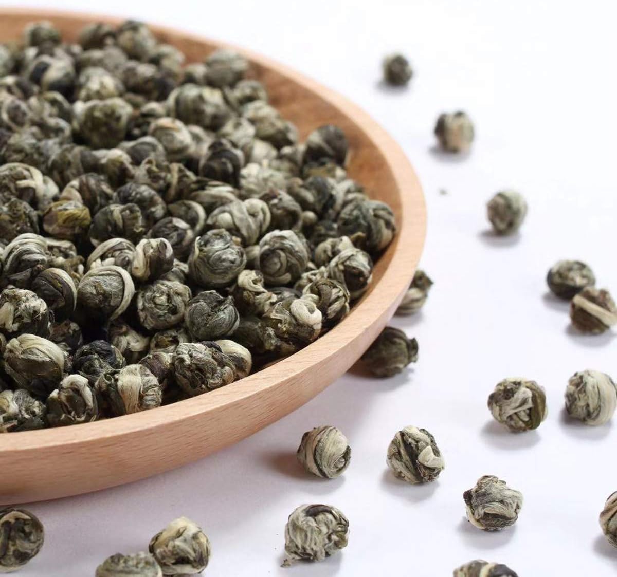 Natural Jasmine Dragon Pearls Green Tea Leaves, Chinese Jasmine Pearls Loose Leaf Tea Heath Care Tea 100g