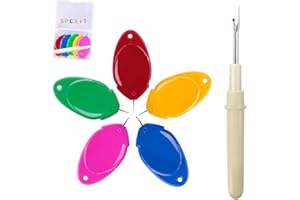 meeggrace Needle Threader, Small Needle Eye Threader Tool, Easy Threader for Machine and Hand Sewing, Fast and Precise Threading, Ideal for Needlework, with Transparent Box, 5 Colors in A Box(6PCS)