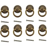 MIZORLIE Antique Bronze Knob Handle Retro Cabinet Drawer Ring Handle (8 PCS)