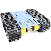 Robot Tracked RC Tank Chassis Kit with 4pcs DC TT Motors for Arduino UNO R3/ Raspberry Pie/STEAM Education, TT04 Metal Crawler Smart Tank Car Chassis Platform for Adults (Blue)