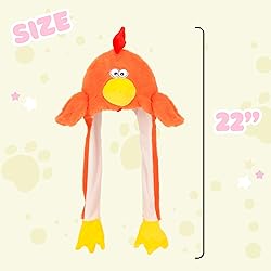 Bubblepompom Chicken Hat with Ears Moving Jumping