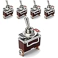 MGI SpeedWare 2-Pin SPST Momentary Metal Toggle Switch (ON)/Off | 20 Amp at 12VDC 125VAC | for Automotive & Industrial (5-Pac