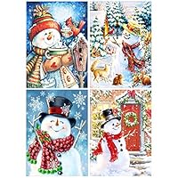 HaiMay 4 Pack DIY 5D Diamond Painting by Number Kits Christmas Snowman Full Drill Embroidery Painting Arts Craft for Home Wall Decoration (10 x 14 inches)