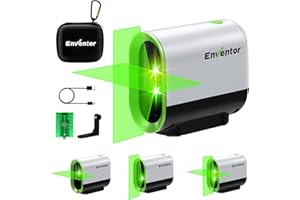 ENVENTOR Green Laser Level, 164FT USB Rechargeable Li-ion Battery 360° Self Leveling Laser Level for Wall Picture Hanging, Waterproof Cross Line Laser Tool Outdoor with Pulse Mode, Magnetic Base