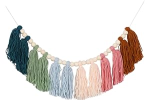 0M0DZH Cotton Tassel Garland Pastel Banner, Colorful Party Backdrop Decorative Wall Hangings Llama Decorations for Bedroom,Nursery Dorm Room,Birthday,Baby Shower, Girls Boho Home Decor Gift (Blue)