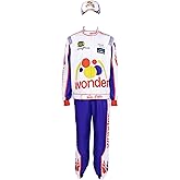 gishkeyay Adult Mens Ricky Bobby Costume Racing Full Set Jumpsuit Cap Talladega Nights Costume Halloween Party Full Suit Set