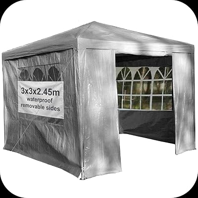 Gr8 Garden 3x3m Gazebo Tent with Removable Sides Gray Outdoor Shelter