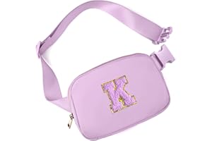 Gitus Gifts for 8 9 10 11 12 Year Old Girls Belt Bag Fanny Pack Crossbody Bags with Initial Letter Patch Cute Stuff Birthday Gifts for Teen Girls Women Personalized Trend Stuff (Lavender-K)