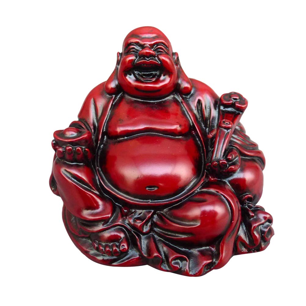 VOSAREA Laughing Buddha Statue Resin Maitreya Buddha Statue Fengshui Figurine Craft Ornament Home Office Decor