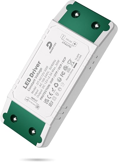DUSKTEC LED Driver 12V 30W Constant Voltage 100-240V AC to DC Transformer