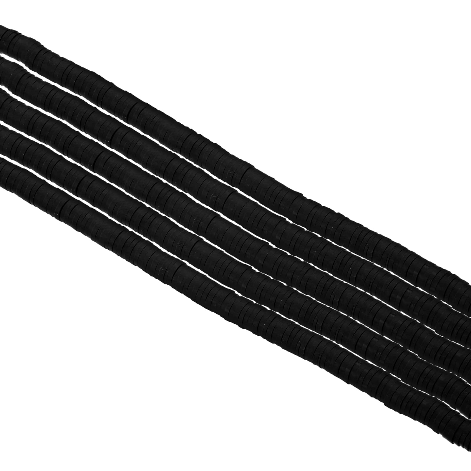 PATIKIL 6mm Polymer Clay Beads Spacer, 1750Pcs 5 Strands Round Flat Handmade Bead Spacer for Craft Home Decor Chain Bracelets Jewelry Making, Black