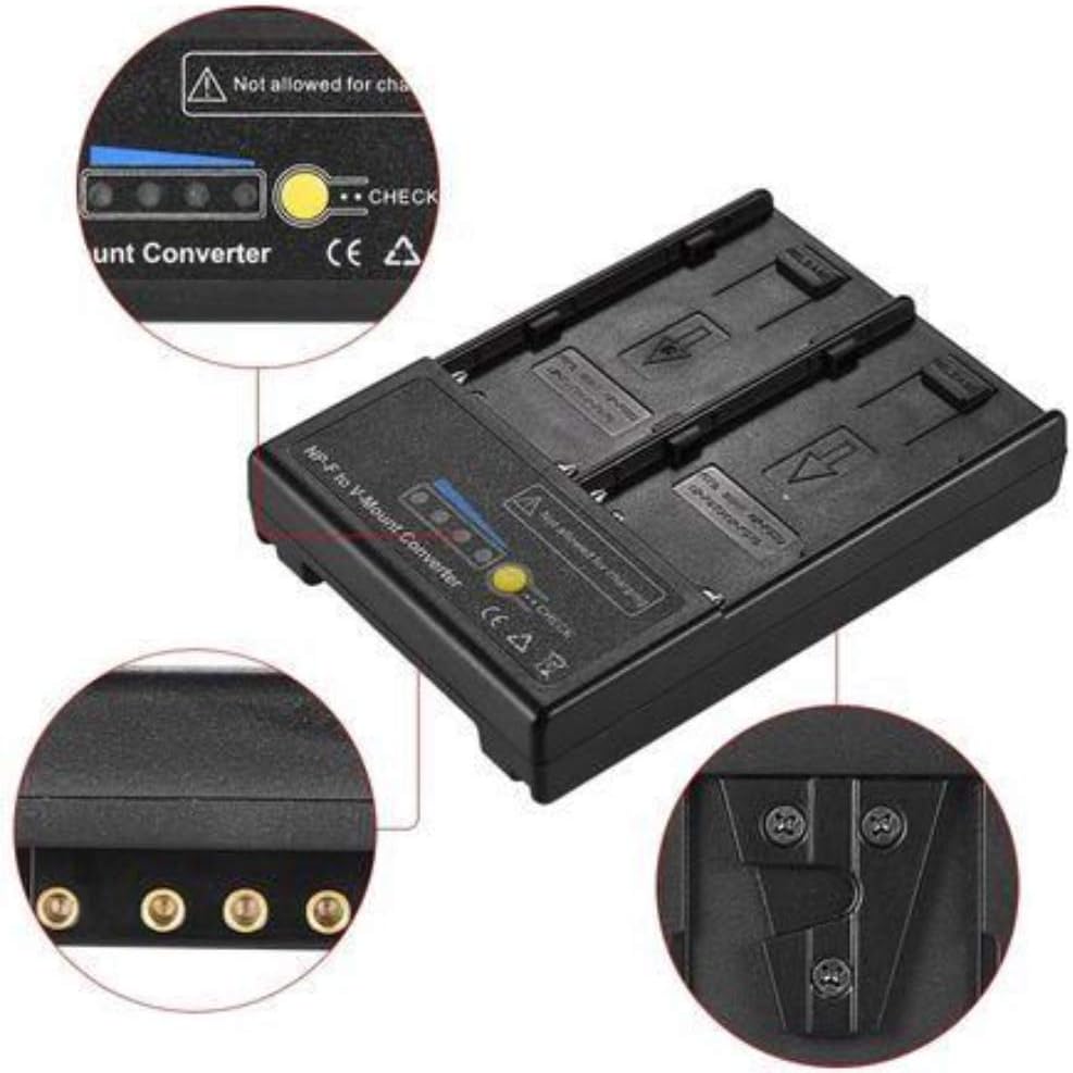PROtastic® V-mount V-lock Battery Adapter to 2x Compatible Sony NP-F Series Batteries, black - Image 3
