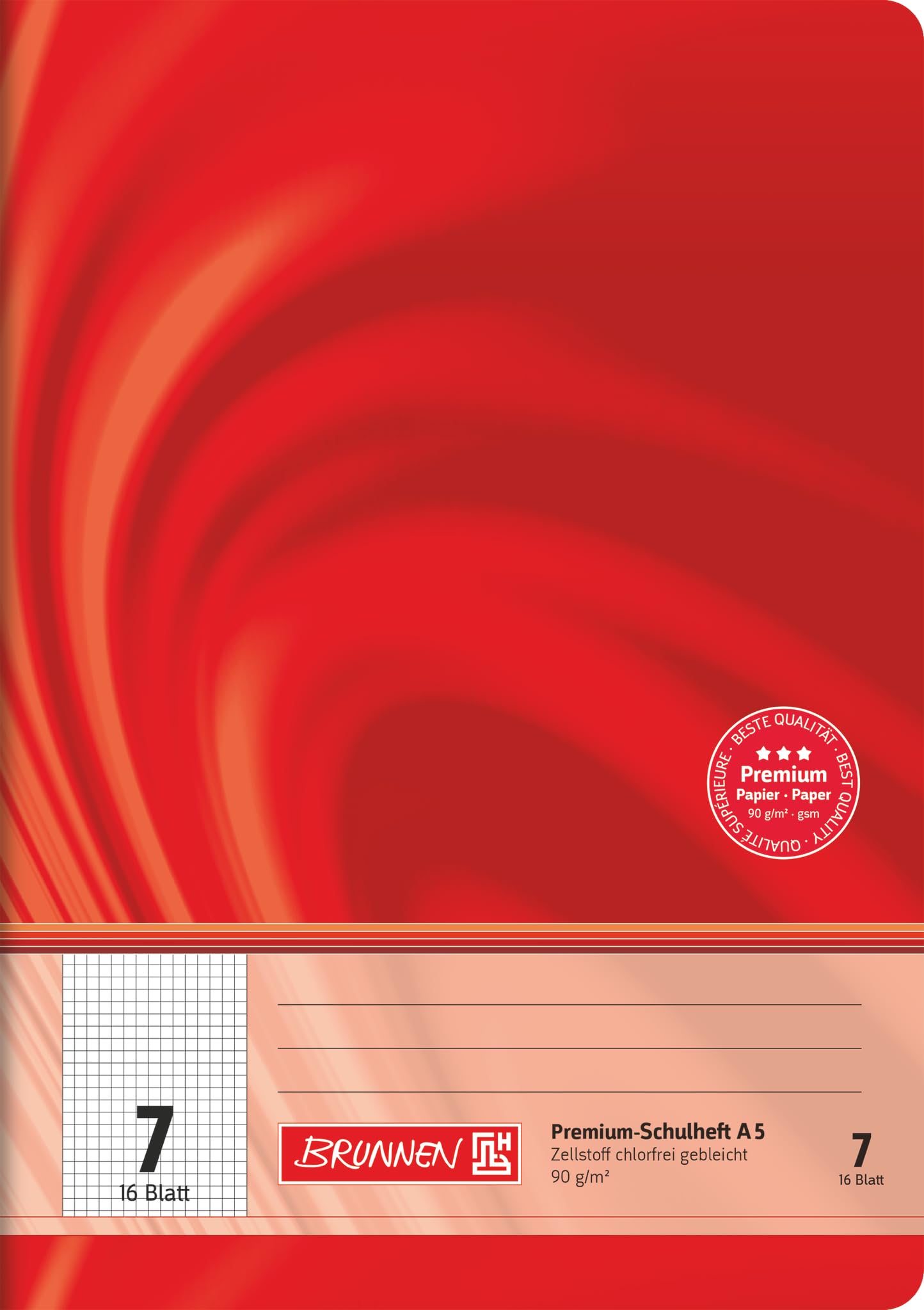 Brunnen 104570702 Exercise Book A5 Vivendi (16 Sheets 7 mm line style 7)