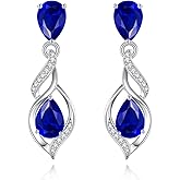 FANCIME Gift for Women Birthstone Earrings for Her Teardrop Birthstone Earrings S925 Sterling Silver infinity Love Birthday Gifts for Mom Women