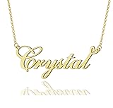 AOLO Crystal Heart Name Necklace 18k Gold Plated
