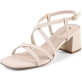 IDIFU IN2 Strappy Chunky Block Square Toe Heels Wedding Prom Bride Bridal Dance Party Dress Shoes for Women Trendy Comfortable Dressy Cute Casual Summer Sandals Slingback Low Short Heels