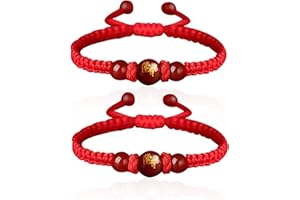 Xugoox 2Pcs 2026 Chinese New Year of Horse Red Bracelets Adjustable String Braided Bracelet with Round Horse Bead Traditional