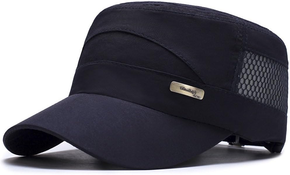 ChezAbbey Adjustable Flat Top Cap Solid Brim Army Cadet Style Military Hat Baseball Cap
