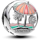 Manyilus Summer coconut tree Charm Palm Tree Charms Pendant Beads Suitable for charm original bracelet jewelry making beads gift Jewelry Present for Women Family Friends. Lady's jewelry pendant.