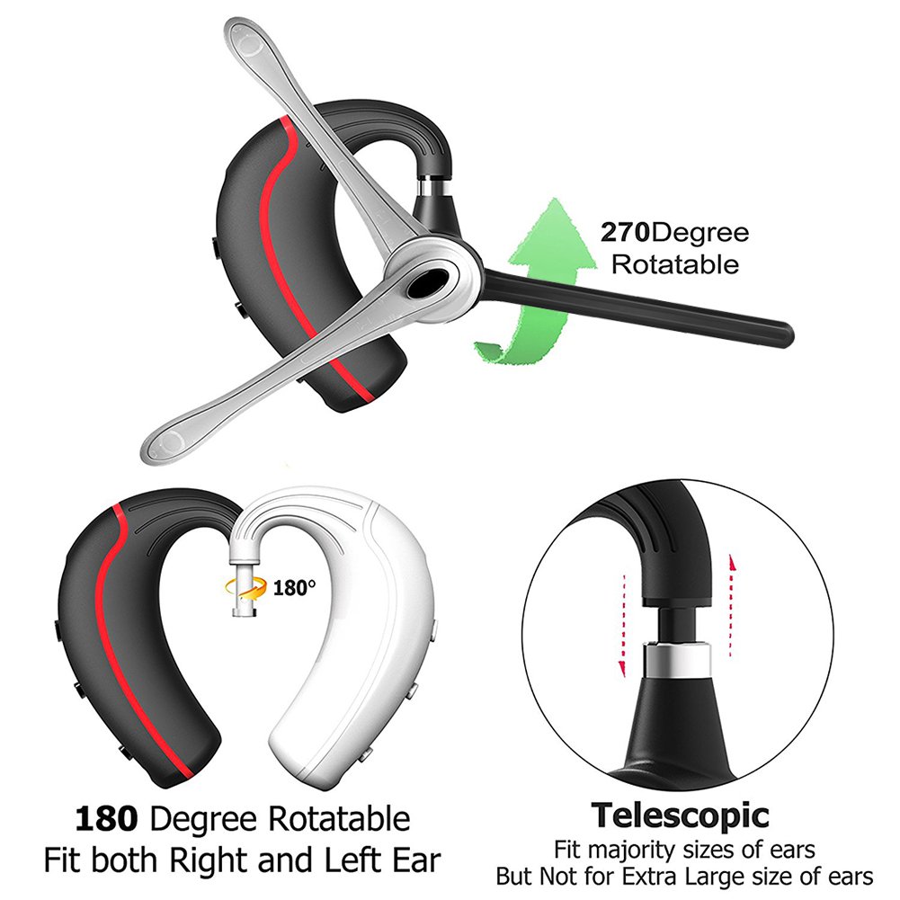 Bluetooth Headset, Wireless Freisprechen Headset Bluetooth Funk Kopfhörer mit Mikrofon Stummschalttaste Hands Free Surround Earbuds abellos Ohrhörer für Sport/Büro/Fahren iPhone Android