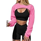 Yousify Womens Cropped Sweatshirt Shrugs Long Sleeve Workout Gym Cover Ups Bolero Shrug Y2k Super Crop Tops