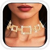 Unicra Silver Rhinestone Choker Necklace Diamond Jewelry Chunky Necklaces for Women