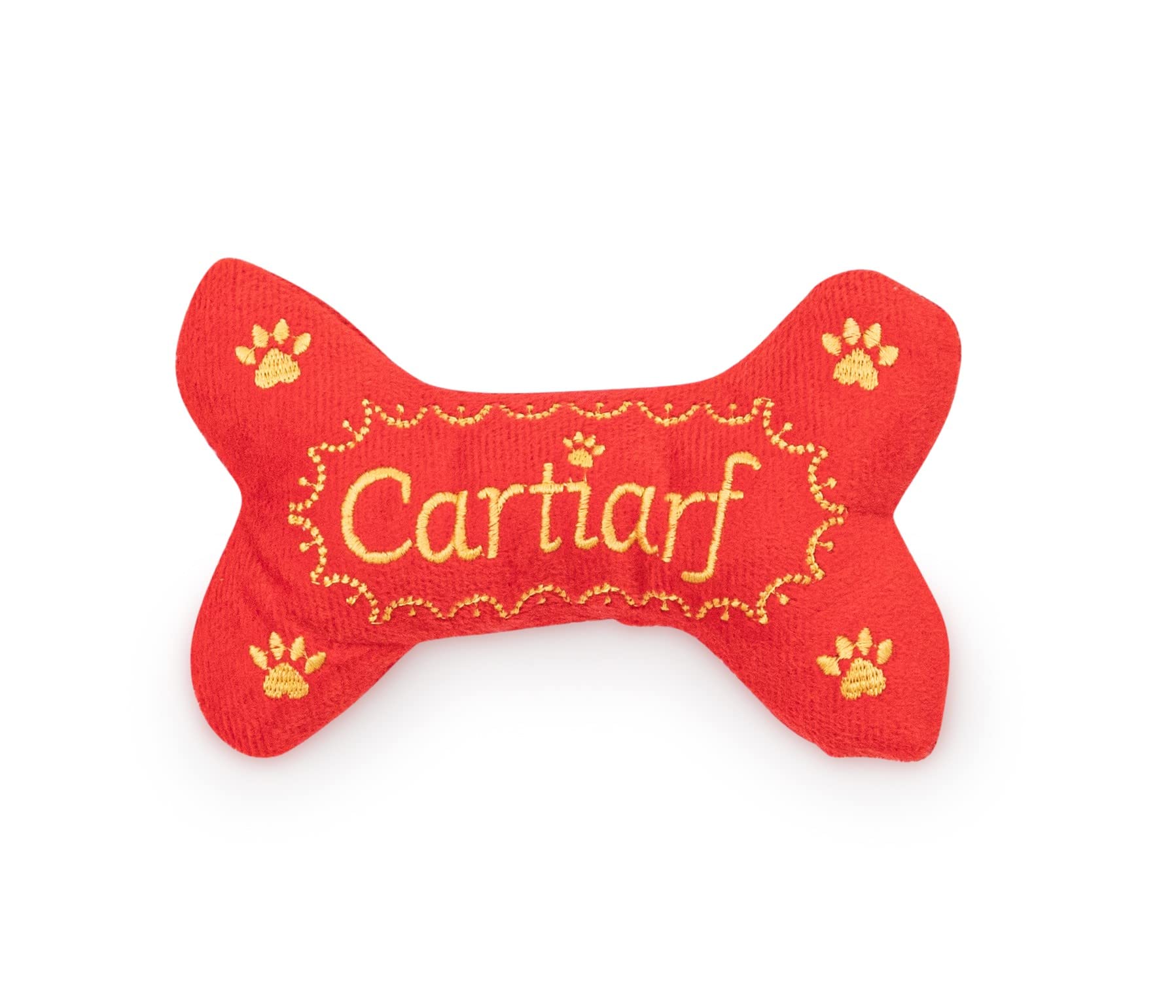 Fluffy Tailers Chewy Vuiton Dog Plush Squeaky Bone Chew Toy - Durable Bone Shape For Puppy Training Toy or Small and Medium Sized Dog Toy (Cartiarf)