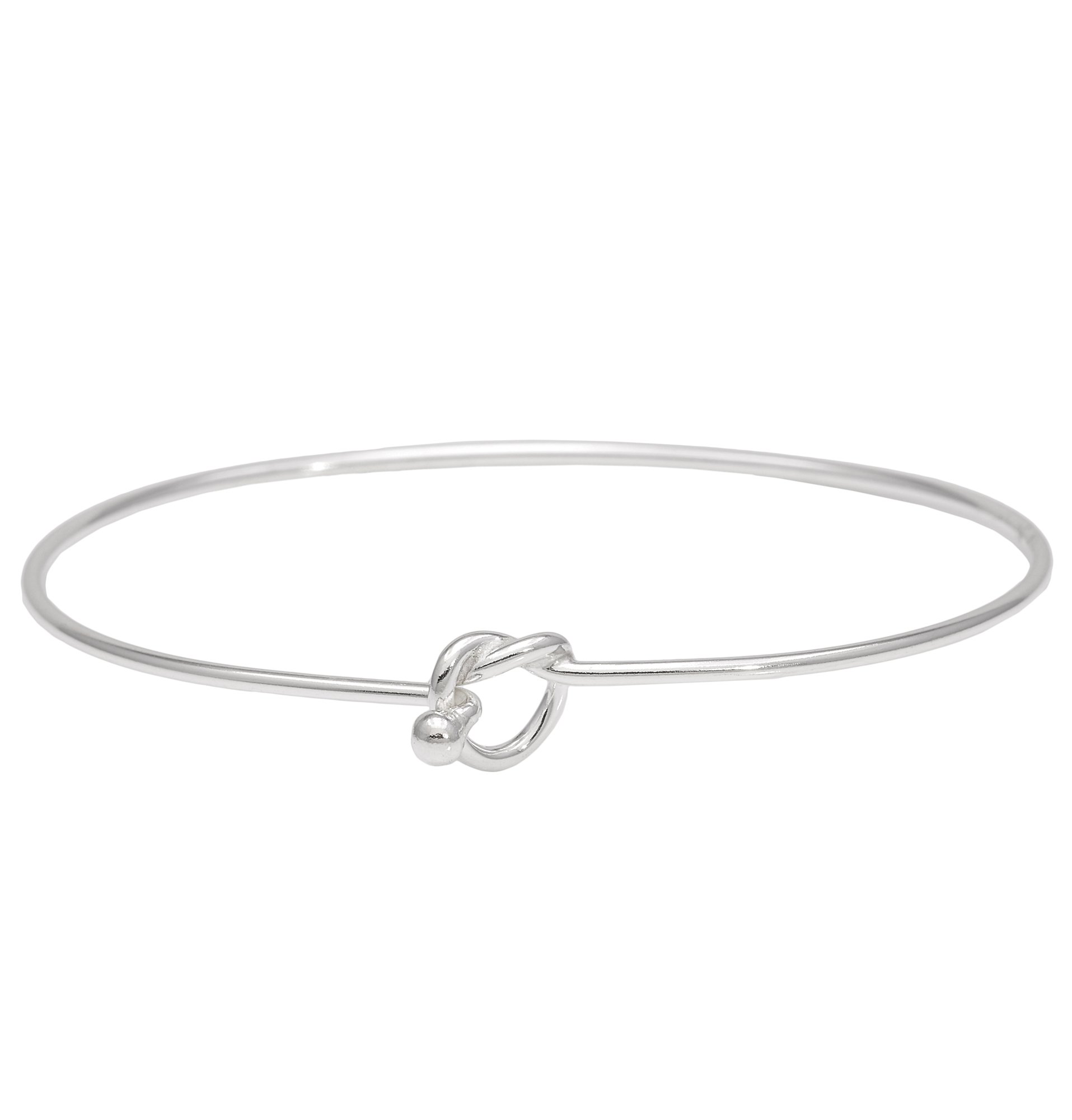 Silverly Friendship Love Knot Sterling Silver Bangles for Women Solid 925 - Classic Friendship Bracelet - Bridesmaid Gift Jewellery - Thin Band Sterling Silver Bracelet for Women