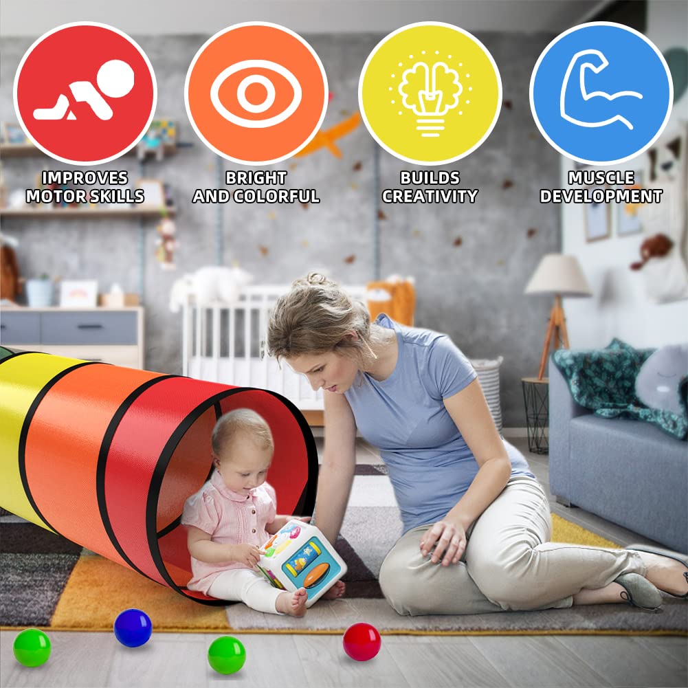 Kids Play Tunnel for Toddlers 1-3 Colorful Pop Up Baby Tunnel for Kids to Crawl Through 6 Foot with Breathable Mesh Collapsible Toddler Toys Gift for Children Backyard Playset