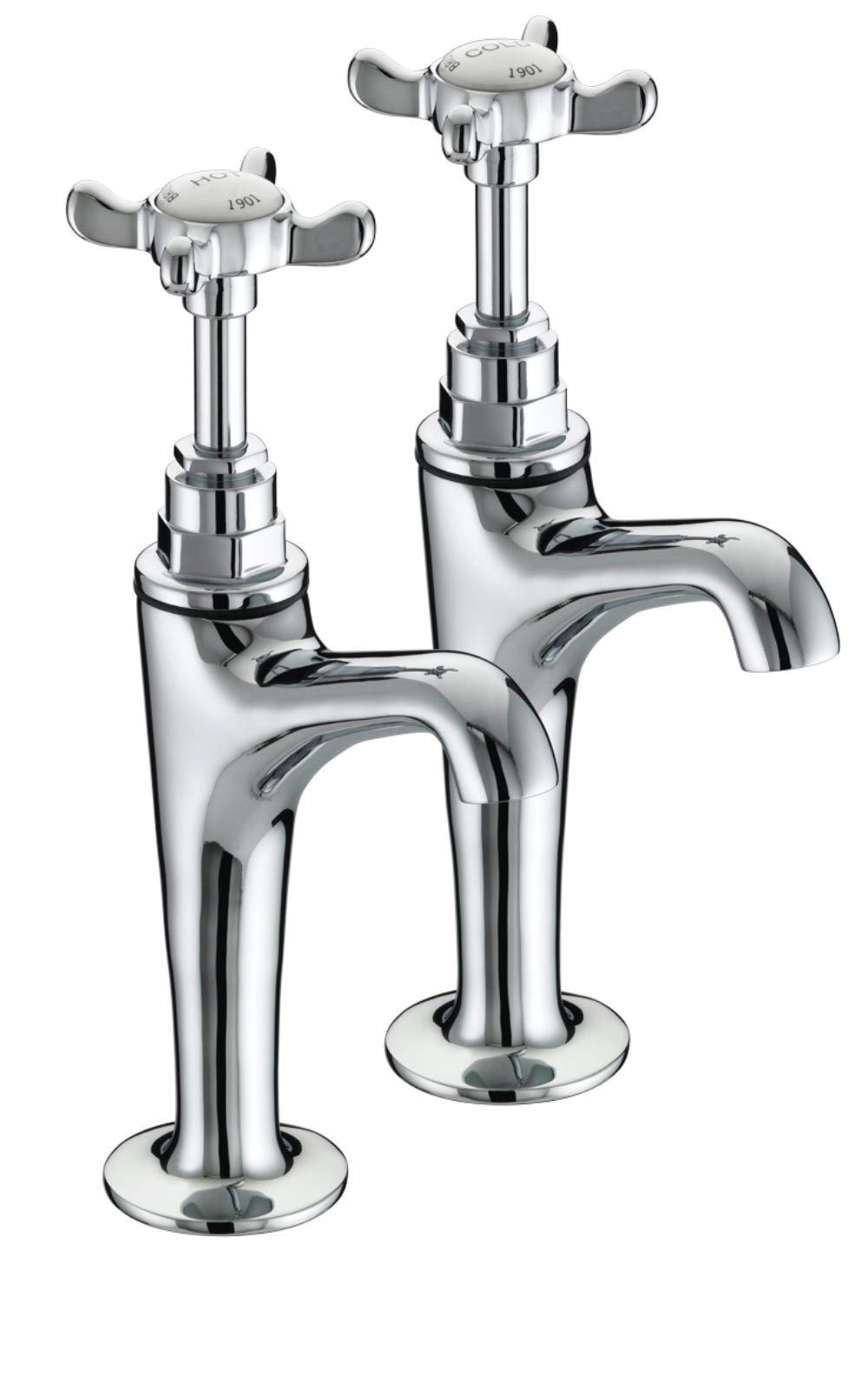 Bristan N HNK C 1901 High Neck Pillar Taps - Chrome Plated