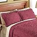 Collections Etc Victoria Plush Chenille Ring-Style Fringe Pillow Sham, Burgundy, Sham