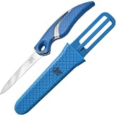 CUDA 3" Net Knife Saltwater &amp; Freshwater Serrated Edge Titanium Bonded Stainless Steel Blade Knife with Non-Slip Scale Pattern Grip | Sheath Included