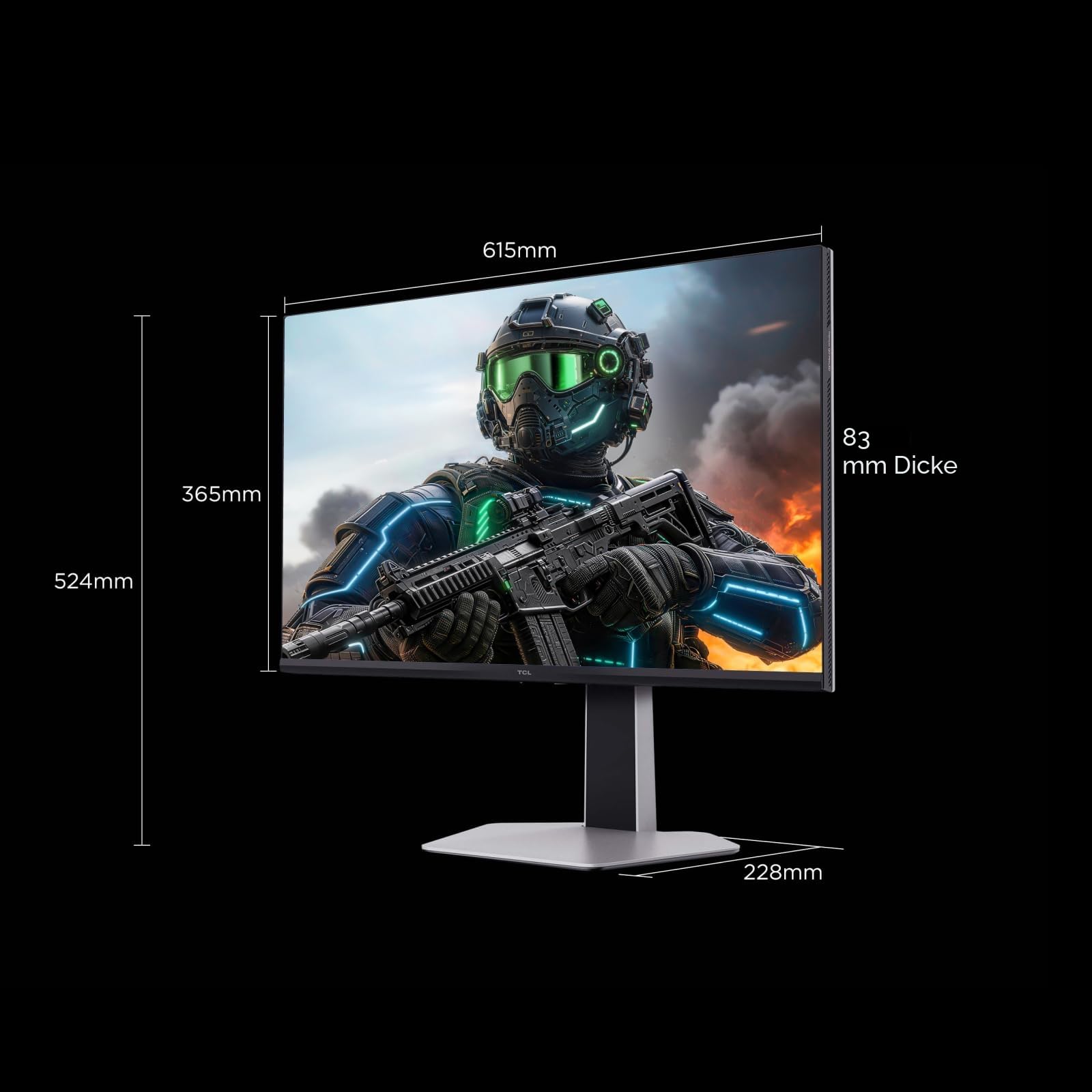 TCL Gaming Monitor 27 Zoll QD-Mini-LED 27G64, QHD-Auflösung, 180Hz, Fast-HVA-Panel, HDR 600 nits, 1ms GTG Reaktionszeit, AMD Freesync, Kompatibilität mit G-Sync 3