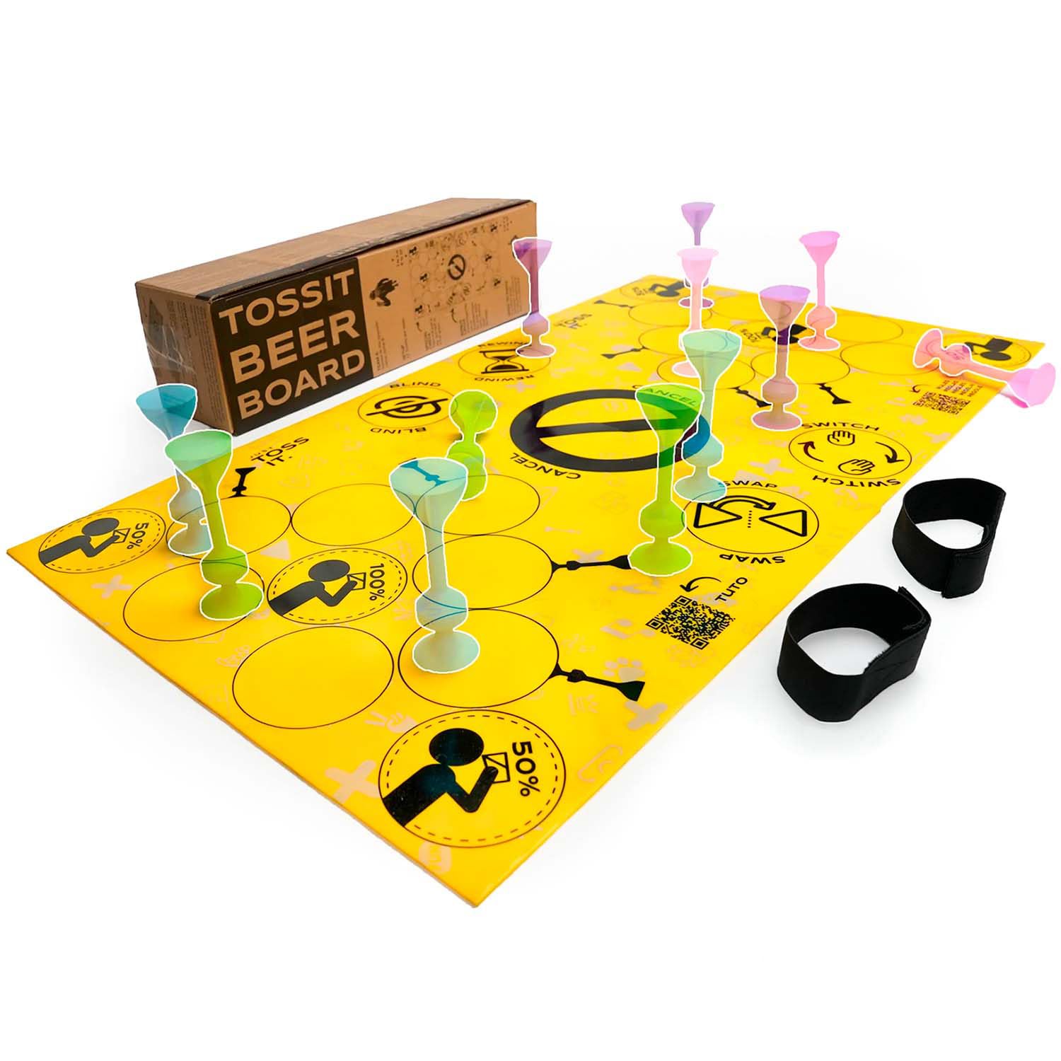 TOSSIT Board, Dart Game Indoor Outdoor Petanque, Silicone, Multiple Game Modes, Fun with Friends and Family, Portable and Rollable, Beer Version