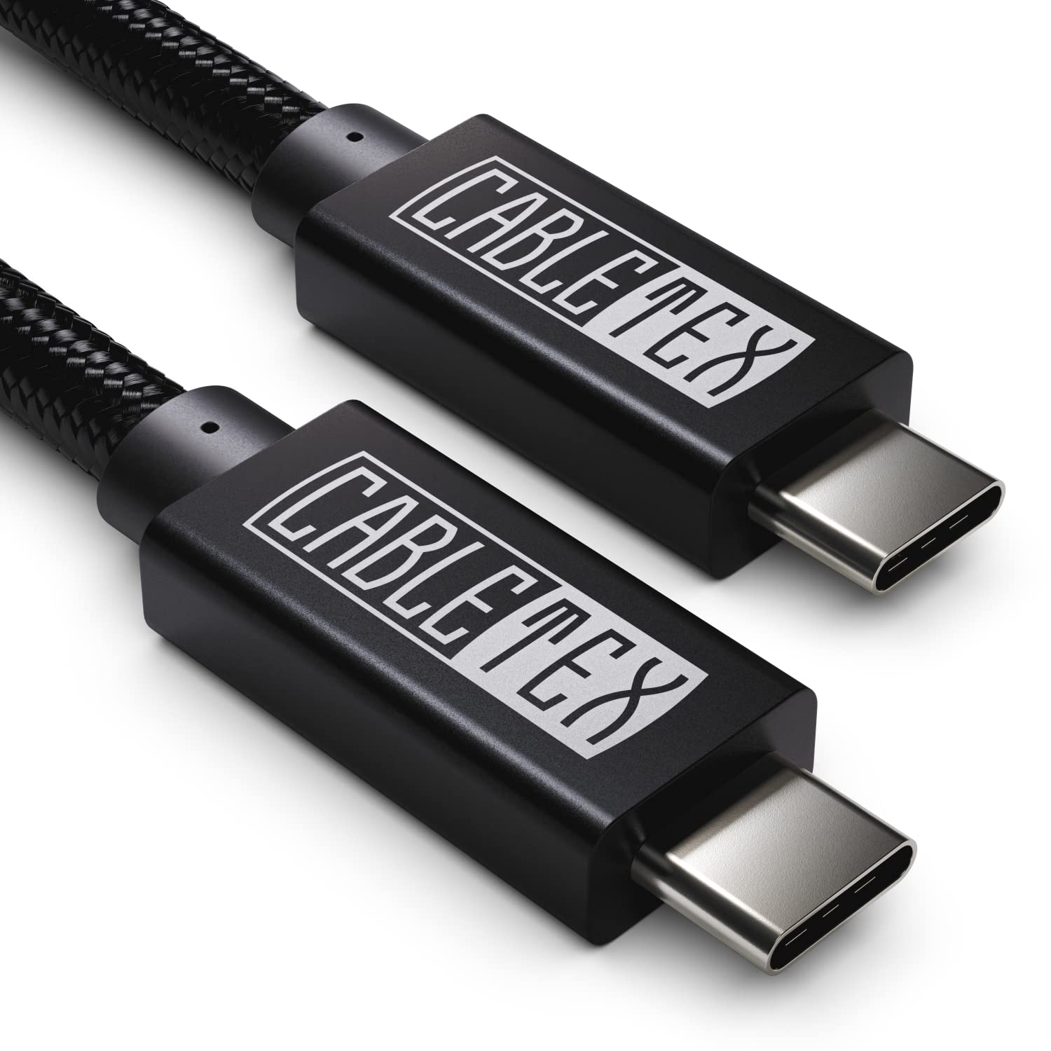 CABLETEX 2 m USB C Monitor Cable to Type-C 3.2 Gen 2, 100 W Power Delivery, 10 GBit/s, for Thunderbolt 3 Displays, Charging, Video and Audio Transmission - Black
