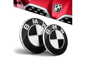 AOOBLE 2PCS Black Emblems Hood and Trunk, Emblem Car Accessories Replacement for All Models E30 E36 E46 E39 E60 E65 E38 X3 X5 X6 3 4 5 6 7 8 (82mm + 74mm)