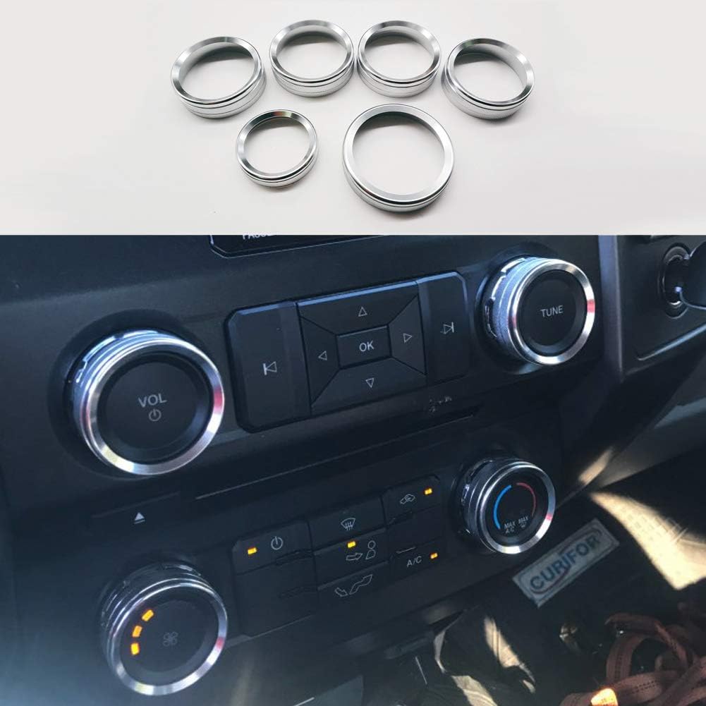 YYD Car Interior Multimedia Buttons Cover Decoration Accessories For Ford F150,Silver